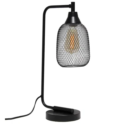 Hivvago 19" Black Metal Lantern Table Lamp With Black Globe Shade