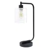 Hivvago 19" Black Iron Lantern Usb Table Lamp With Clear Cylinder Shade