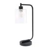 Hivvago 19" Black Metal Lantern Table Lamp With Clear Cylinder Shade In Black