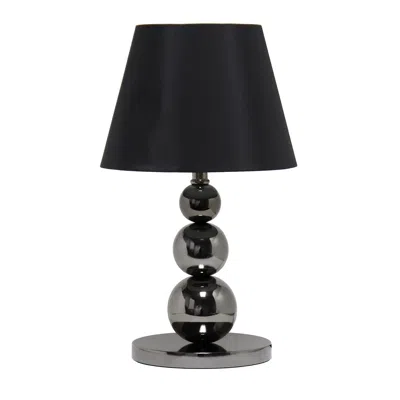 Hivvago 19" Black Metal Round Table Lamp With Black Drum Shade