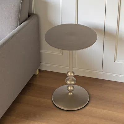 Hivvago 19" Bronze Aluminum Round Pedestal End Table In Brown
