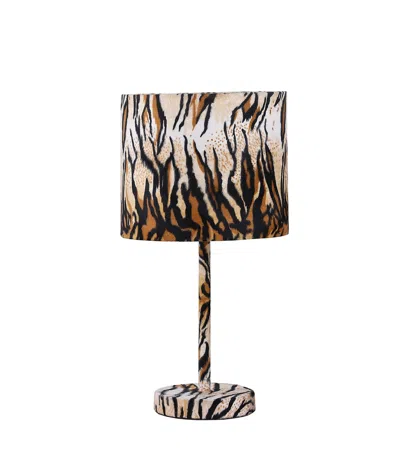 Hivvago 19" Brown And Black Bedside Table Lamp With Brown And Black Drum Shade In Multi