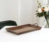 Hivvago 19" Brown Wood Handmade Serving Tray With Handles In Brown