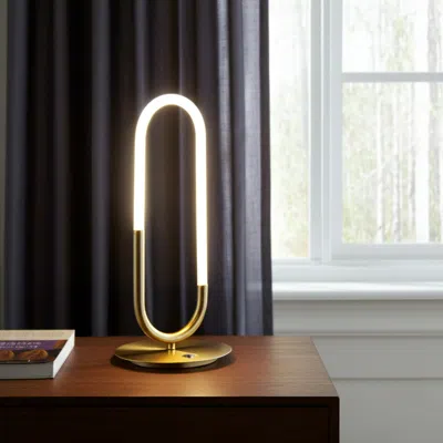 Hivvago 19" Gold Acrylic And Metal Mod Paper Clip Led Table Lamp