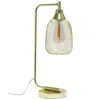 Hivvago 19" Gold Metal Lantern Table Lamp With Gold Globe Shade In Gold