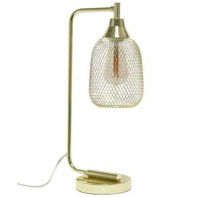 Hivvago 19" Gold Metal Lantern Table Lamp With Gold Globe Shade