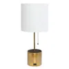 Hivvago 19" Gold Metal Usb Table Lamp With White Drum Shade In White