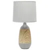 Hivvago 19" Gray And Oak Ceramic Round Table Lamp With Gray Drum Shade In Multi