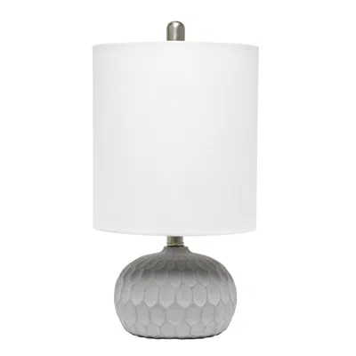 Hivvago 19" Gray Concrete Round Table Lamp With White Drum Shade