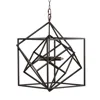 Hivvago 19 Inch 2 Light Chandelier, Geometric Pattern, Iron Frame, Retro, Black