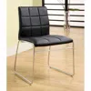 Hivvago 19 Inch Metal Dining Chair, Black Faux Leather, Square Tufting, Set Of 2 In Black