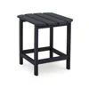 Hivvago 19 Inch Outdoor Side End Table, Slatted Top, Steel Frame, Black Finish In Gray