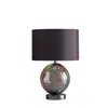 Hivvago 19" Iridescent Glass Globe Table Lamp With Gray Classic Drum Shade In Black