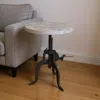 Hivvago 19" Natural And Metal Solid Wood And Iron Height Adjustable Round End Table In Multi