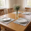 Hivvago 19" Set Of Four Black And White Striped Cotton Placemats In Neutral
