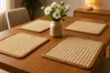 Hivvago 19" Set Of Four Cream Yellow And Natural Striped Cotton And Jute Placemats In Yellow