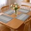 Hivvago 19" Set Of Four Gray And White Striped Cotton Placemats In Gray