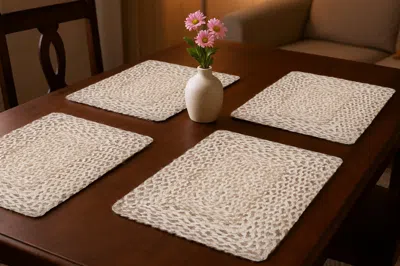 Hivvago 19" Set Of Four Ivory And Natural Jute Placemats In Neutral