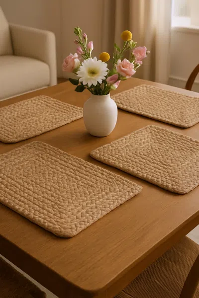 Hivvago 19" Set Of Four Natural Jute Placemats In Brown