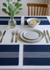 Hivvago 19" Set Of Four Navy Blue And White Striped Cotton Placemats In Blue