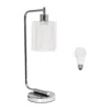 Hivvago 19" Silver Iron Lantern Usb Table Lamp Led With Clear Cylinder Shade
