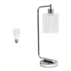 Hivvago 19" Silver Iron Lantern Usb Table Lamp Led With Clear Cylinder Shade In Silver