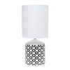 Hivvago 19" White And Black Ceramic Table Lamp With White Cylinder Shade In White