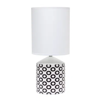 Hivvago 19" White And Black Ceramic Table Lamp With White Cylinder Shade
