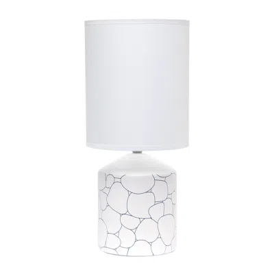 Hivvago 19" White And Stone Ceramic Table Lamp With White Cylinder Shade