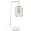 Hivvago 19" White Metal Lantern Table Lamp With White Globe Shade In White