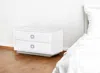 Hivvago 19" White Solid And Manufactured Wood Two Drawer Nightstand In White