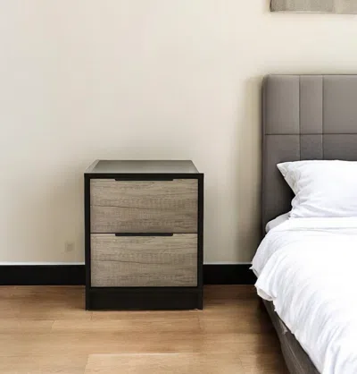 Hivvago 19" Wood Two Drawer Nightstand In Black