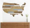 Hivvago 19" X 31" Brown And Gray Usa Wood And Metal Hanging Dimensional Sculpture In Brown