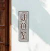 Hivvago 19" X 6" Gray And Brown Handcrafted Joy Metal Wall Decor In Brown
