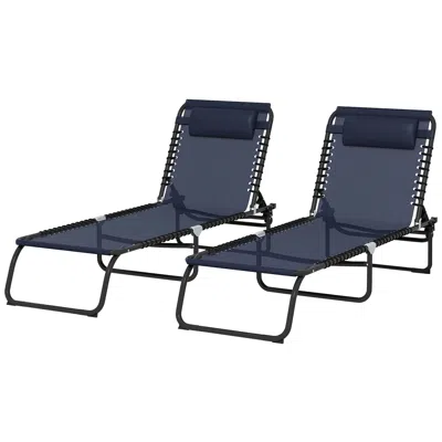 Hivvago 2 Adjustable Folding Chaise Lounge Chairs In Blue