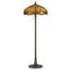 Hivvago 2 Bulb Tiffany Floor Lamp With Dragonfly Design Shade, Multicolor