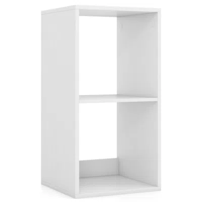 Hivvago 2 Cube Bookshelf With Back Guardrail For Living Room Bedroom-white