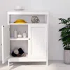 Hivvago 2-door Bathroom Linen Cabinet With Storage Shelf In White Wood Finish In White