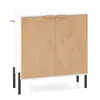 Hivvago 2-door Buffet Cabinet Sideboard With Shelf And Metal Legs-white-natural Wood