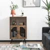Hivvago 2-door Farmhouse Kitchen Storage Bar Cabinet With Wine Rack And Glass Holder-rustic Brown