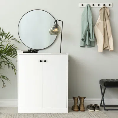 Hivvago 2 Door Storage Base Cabinet With 3-tier Shelf-white