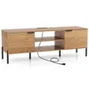 Hivvago 2-door Tv Stand With Charging Station And Open Shelves For Tvs Up To 65 Inches-natural