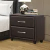 Hivvago 2 Drawer Night Stand In Wood And Pvc, Black In Black