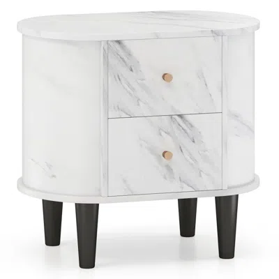 Hivvago 2-drawer Nightstand Modern Faux Marble Bedside Table With Storage