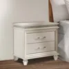 Hivvago 2 Drawer Nightstand With Acrylic Feet And Crystal Accents, Silver In White