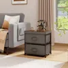 Hivvago 2-drawer Nightstand With Removable Fabric Bins And Pull Handles-gray