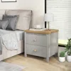 Hivvago 2-drawer Nightstand With Rubber Wood Legs-gray