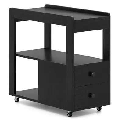 Hivvago 2-drawer Sofa Side Table With Shelves For Living Room In Gray