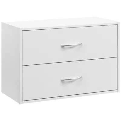 Hivvago 2-drawer Stackable Horizontal Storage Cabinet Dresser Chest With Handles-white