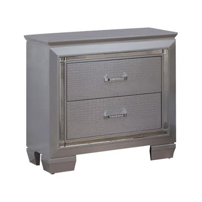 Hivvago 2 Drawer Wooden Nightstand With Embossed Textured Details, Gray